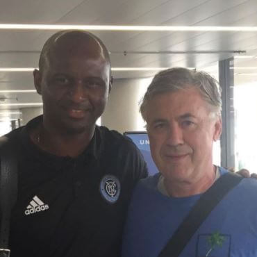 Cheryl Plaza Vieira husband Patrick Vieira with Real Madrid boss Carlo Ancelotti.